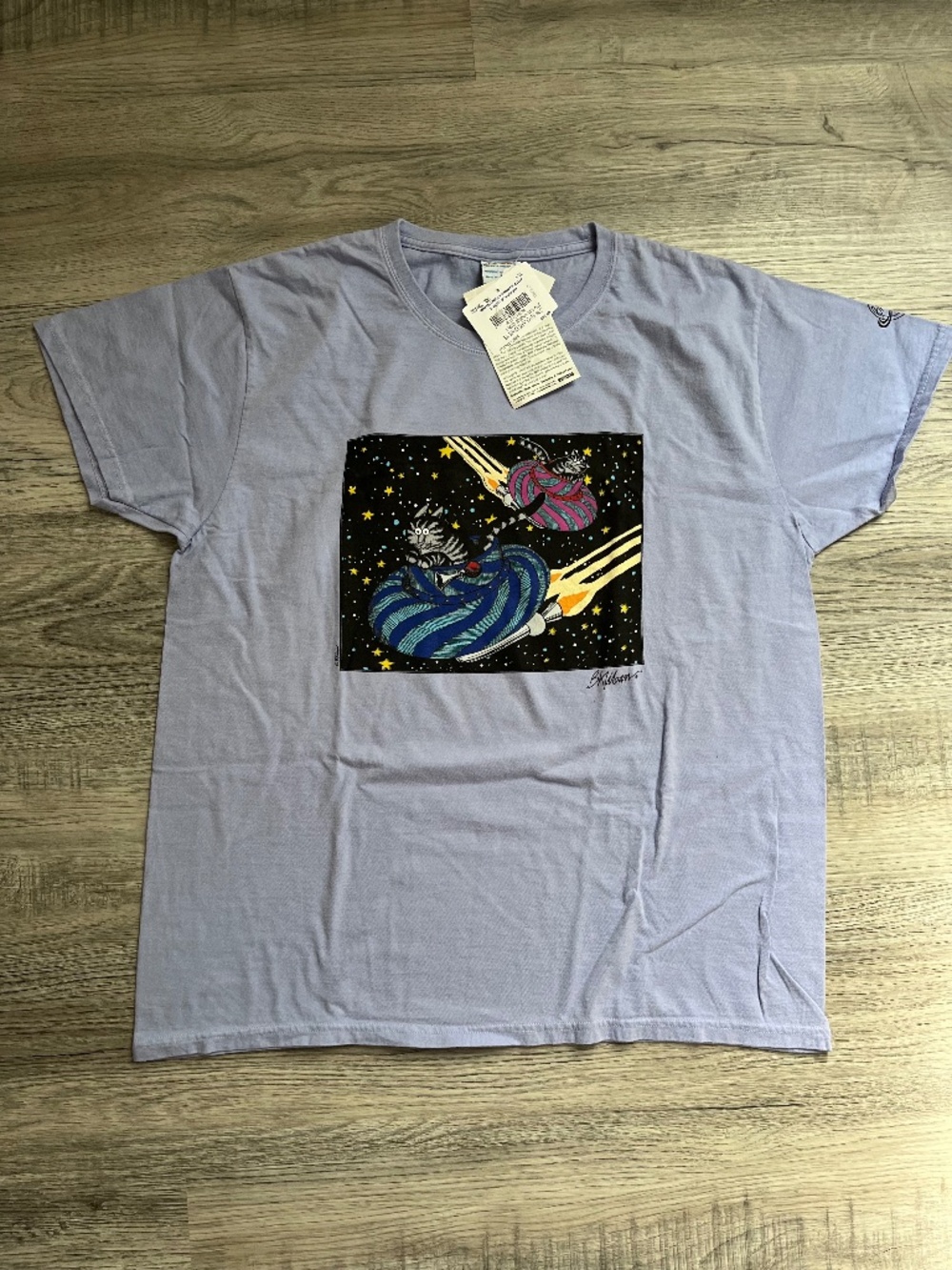 NEW nwt B Kliban Crazy Shirts T-Shirt XXL Spaceship Cats Lavender Dyed